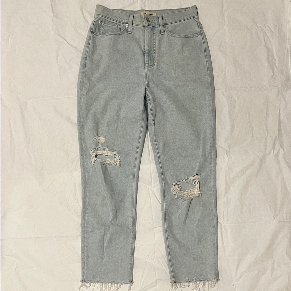 Madewell High Rise Light Wash Ripped Jeans